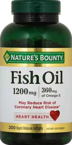 Nature's Bounty Fish Oil Omega 3 Supplements - Supports Heart Health, 1200 Mg Fish Oil, Omega-3, 200 Softgels (Pack of 3)