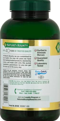 Nature's Bounty Fish Oil Omega 3 Supplements - Supports Heart Health, 1200 Mg Fish Oil, Omega-3, 200 Softgels (Pack of 3)