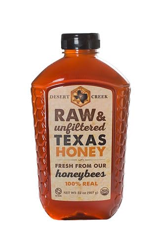Desert Creek Honey - 100% Unfiltered, Pure, Raw Honey from Texas - Natural Sugar Substitute - Two Pounds of Unprocessed, Unpasteurized American Honey - Harvested by Our Own Beekeepers