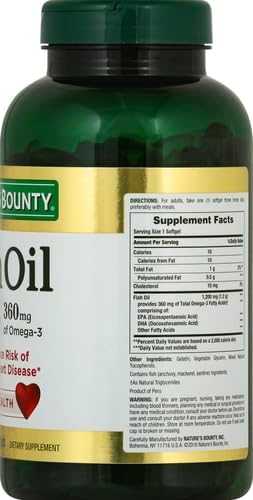 Nature's Bounty Fish Oil Omega 3 Supplements - Supports Heart Health, 1200 Mg Fish Oil, Omega-3, 200 Softgels (Pack of 3)