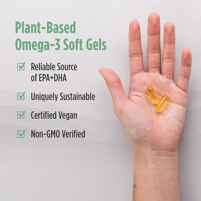 Nordic Naturals Plant Based Ultimate Omega, Lemon Flavor - 60 Vegetarian Soft Gels - 1210 mg Omega-3 - Vegan EPA and DHA - Supplement Made from Algae - Brain & Heart Support - Non-GMO - 30 Servings