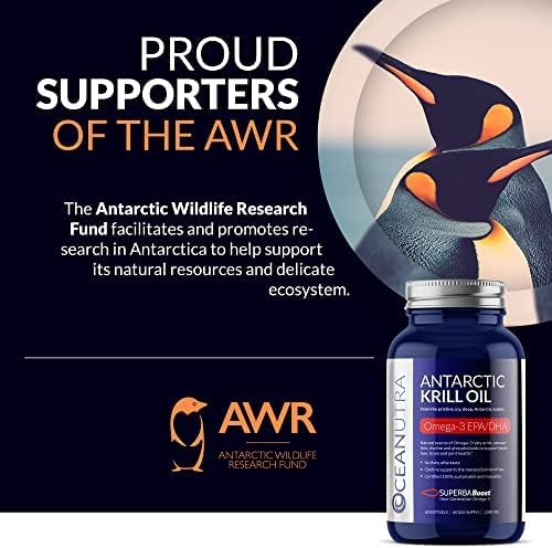 100% Pure Organic Krill Oil 1000mg, 180-Day Supply, Omega 3, Highest Concentration 56% Phospholipids, Wild Caught, Sustainable Antarctic SuperbaBoost, Astaxanthin,Omega xl,Heart, Skin Care,No Fish Oil