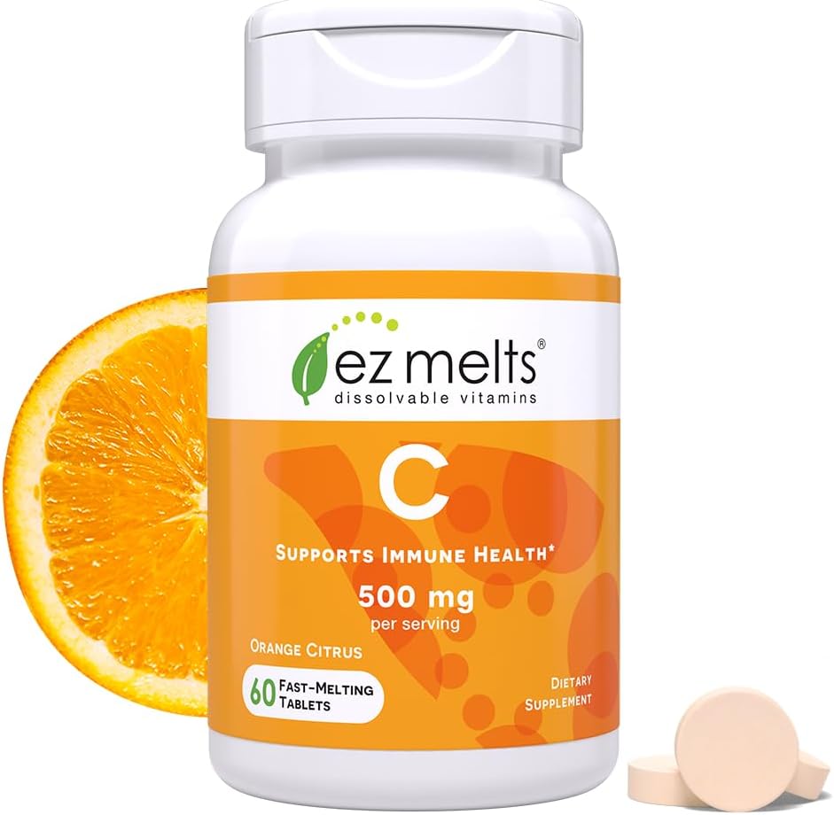 EZ Melts Dissolvable Vitamin C 500 mg, Sugar-Free, 1-Month Supply