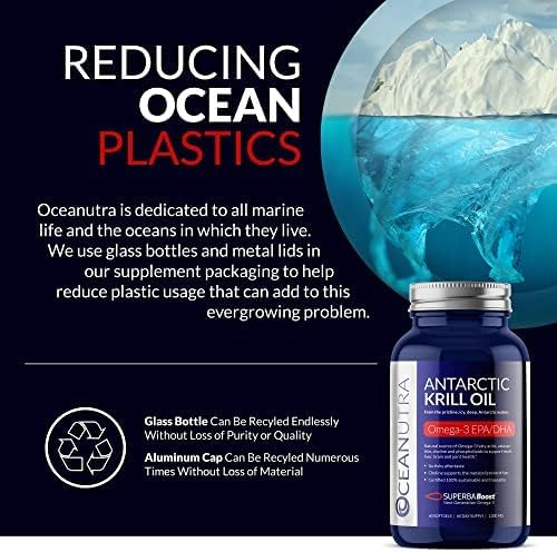 100% Pure Organic Krill Oil 1000mg, 180-Day Supply, Omega 3, Highest Concentration 56% Phospholipids, Wild Caught, Sustainable Antarctic SuperbaBoost, Astaxanthin,Omega xl,Heart, Skin Care,No Fish Oil