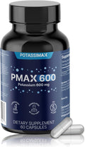 PMAX600 Potassium Supplement 600mg, 4-Type Potassium Blend with Citrate, Gluconate, Bicarbonate & Chloride, High Absorption Capsules for Electrolyte & Kidney Health Support (30 Servings)