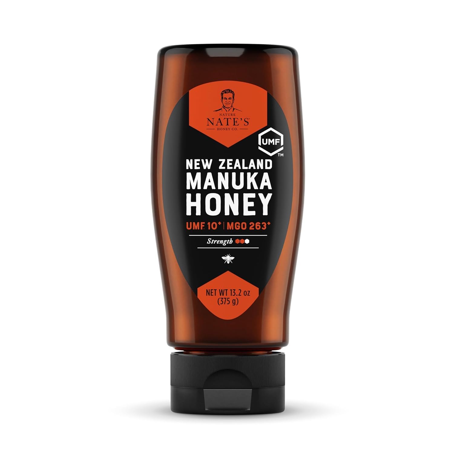 Nature Nate's | Raw Manuka Honey MGO 263+ | UMF 10+ Certified | 13.2 oz Squeeze Bottle