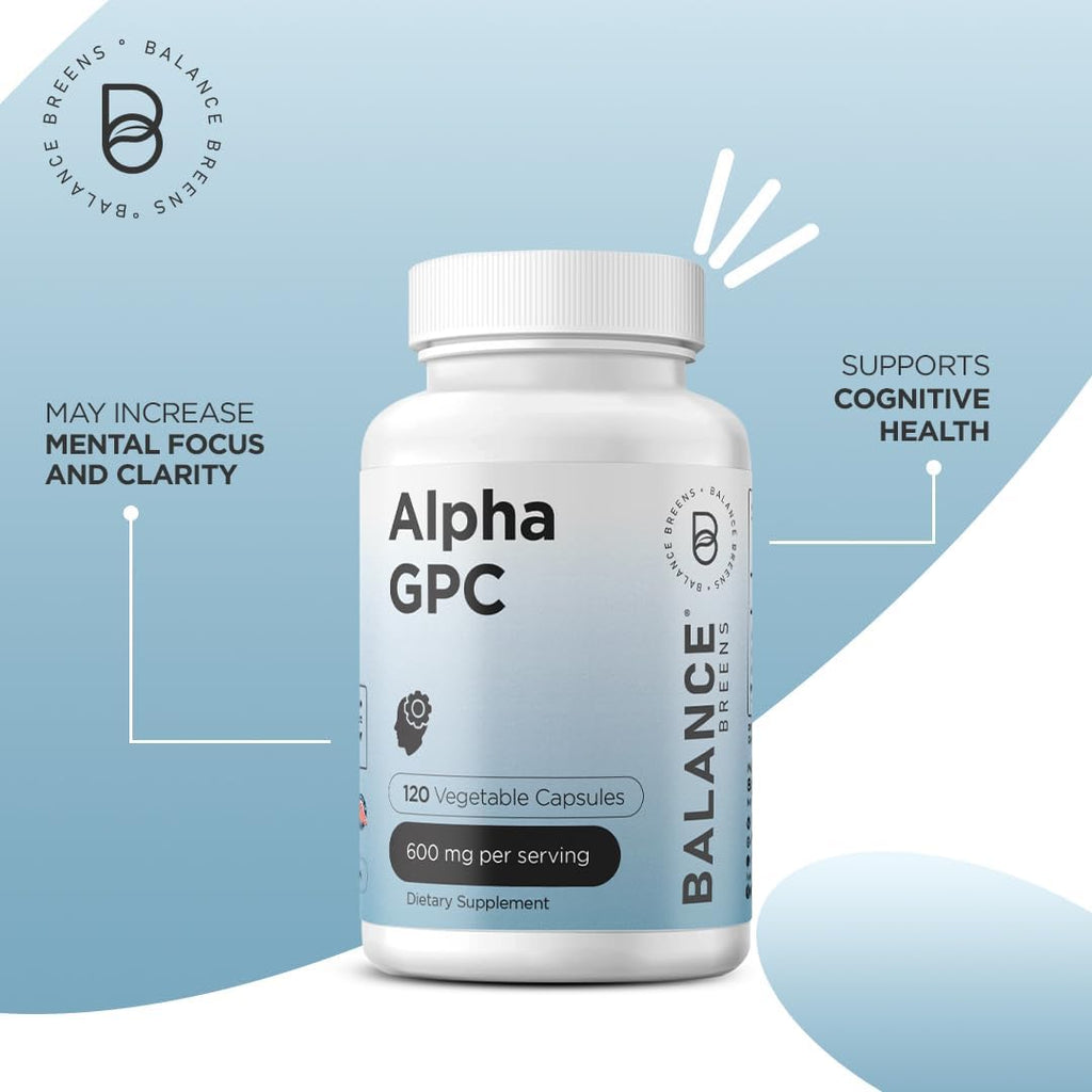 Alpha GPC Choline Supplement 600mg, 120 Veg Capsules - Advanced Memory Formula, Nootropic Brain Support (Pack of 3)