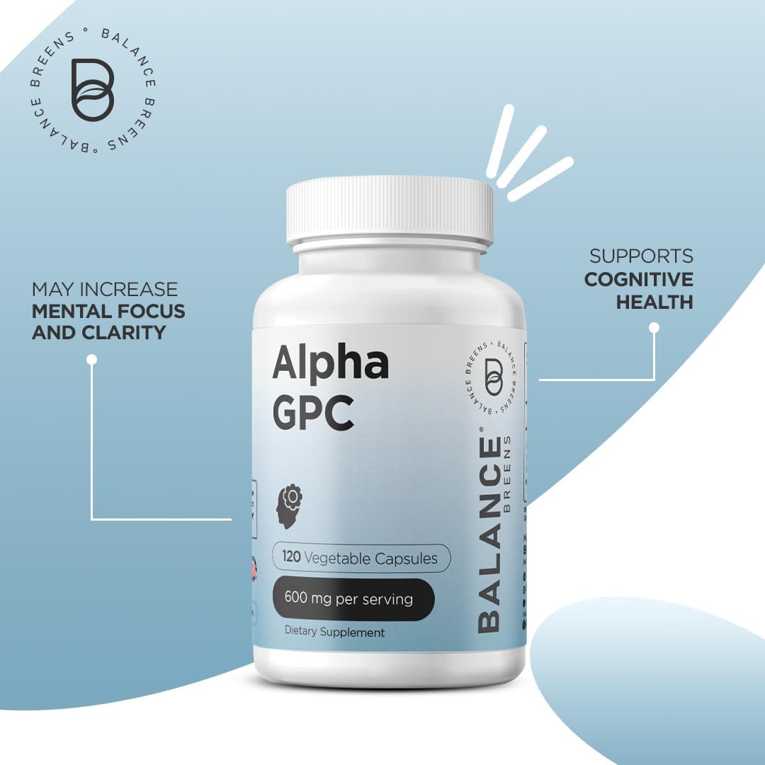 Alpha GPC Choline Supplement 600mg, 120 Veg Capsules - Advanced Memory Formula, Nootropic Brain Support (Pack of 2)