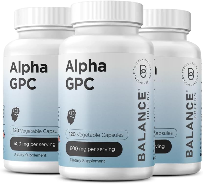 Alpha GPC Choline Supplement 600mg, 120 Veg Capsules - Advanced Memory Formula, Nootropic Brain Support (Pack of 3)