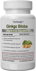 Superior Labs Ginkgo Biloba 1200 mg, Non-GMO, Black Pepper for Increased Absorption, Ginkgo Extract, Improves Memory & Focus, Circulation Booster, Natural Antioxidant Nootropic, 120 Veg Caps