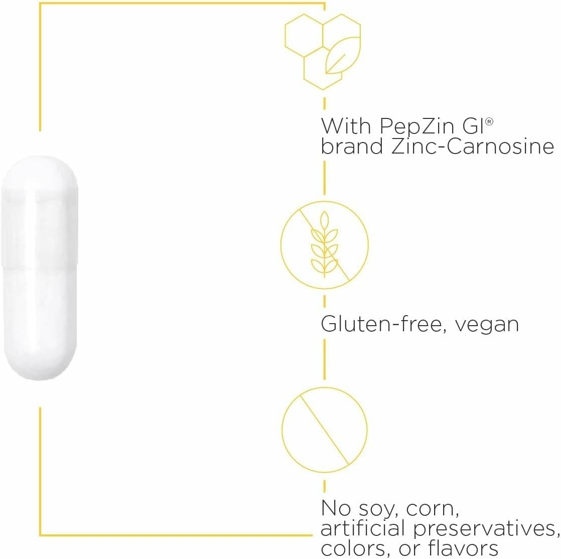 Integrative Therapeutics Zinc-Carnosine - Digestive & Gut Health Support* - GI Tract Supplement - Vegan, Gluten-Free & Dairy-Free - 60 Capsules (60 Servings)