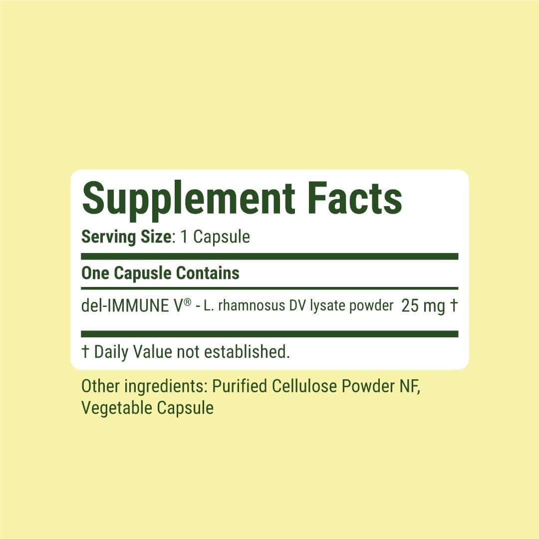 Del-Immune V Daily by Stellar Biotics, All-Natural Immune Support & Gut Health, Immediate Care, Metabiotic: NextGen Probiotic Therapy (60 Caps)