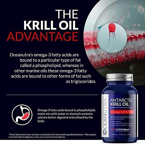 100% Pure Organic Krill Oil 1000mg, 180-Day Supply, Omega 3, Highest Concentration 56% Phospholipids, Wild Caught, Sustainable Antarctic SuperbaBoost, Astaxanthin,Omega xl,Heart, Skin Care,No Fish Oil