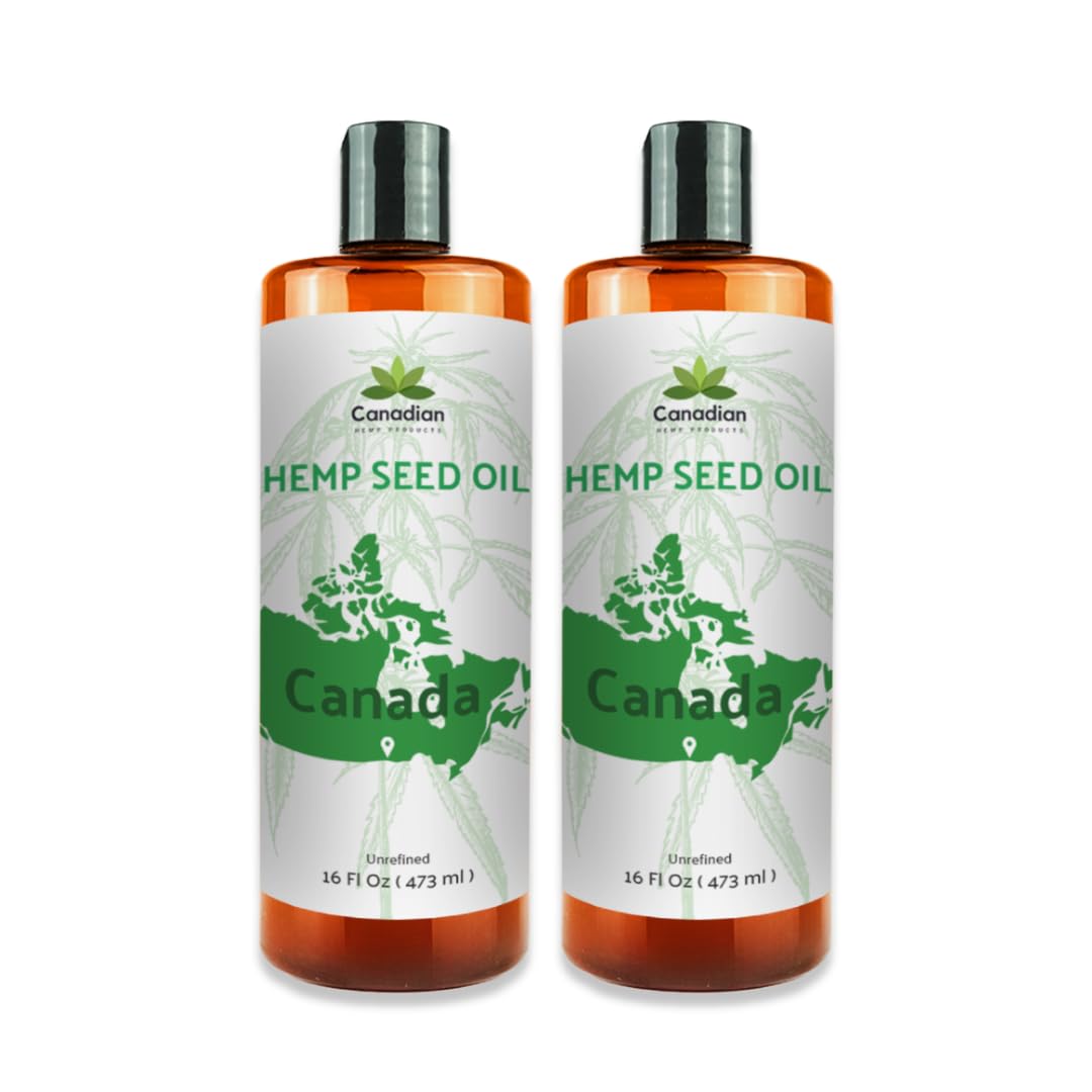Hemp Seed Oil for Skin, Hair and Body Direct from Hemp Oil Canada - Cold Pressed Hemp Seed Oils - 16oz (Pack of 2)
