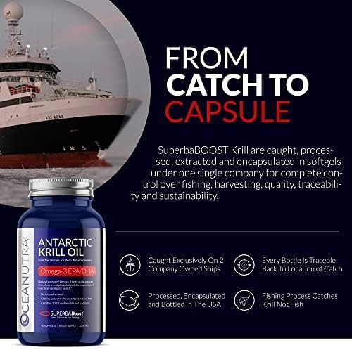 100% Pure Organic Krill Oil 1000mg, 180-Day Supply, Omega 3, Highest Concentration 56% Phospholipids, Wild Caught, Sustainable Antarctic SuperbaBoost, Astaxanthin,Omega xl,Heart, Skin Care,No Fish Oil