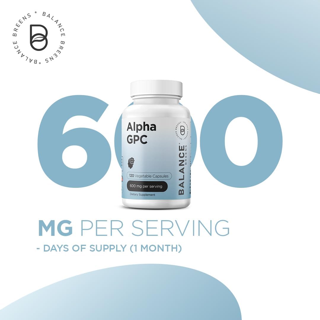 Alpha GPC Choline Supplement 600mg, 120 Veg Capsules - Advanced Memory Formula, Nootropic Brain Support (Pack of 2)