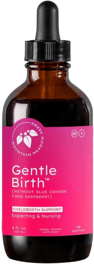 Mountain Meadow Herbs Gentle Birth for Birth Prep/Labor Prep, Fast Acting Liquid Herbal Extract for Childbirth Support w/o Blue Cohosh - 4oz