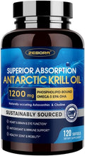 Krill Oil 1200 mg Omega 3 Supplement, Krill Oil Omega 3 with High Absorption EPA, DHA, Astaxanthin & Phospholipids, Supports Heart & Joint Health, No Fishy Aftertaste - 120 Softgels (60 Servings)
