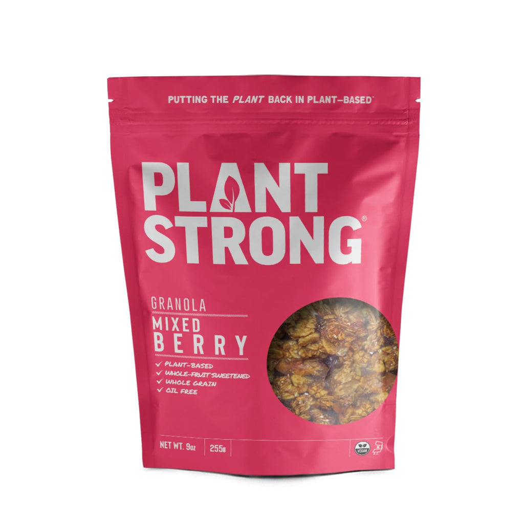 PLANTSTRONG Crispy Mixed Berry Crumble Granola Snack Mix - Whole Grain, Naturally Sweetened With Fruit, Plant Based, Oil Free - Pack of 4 x 9oz Bags