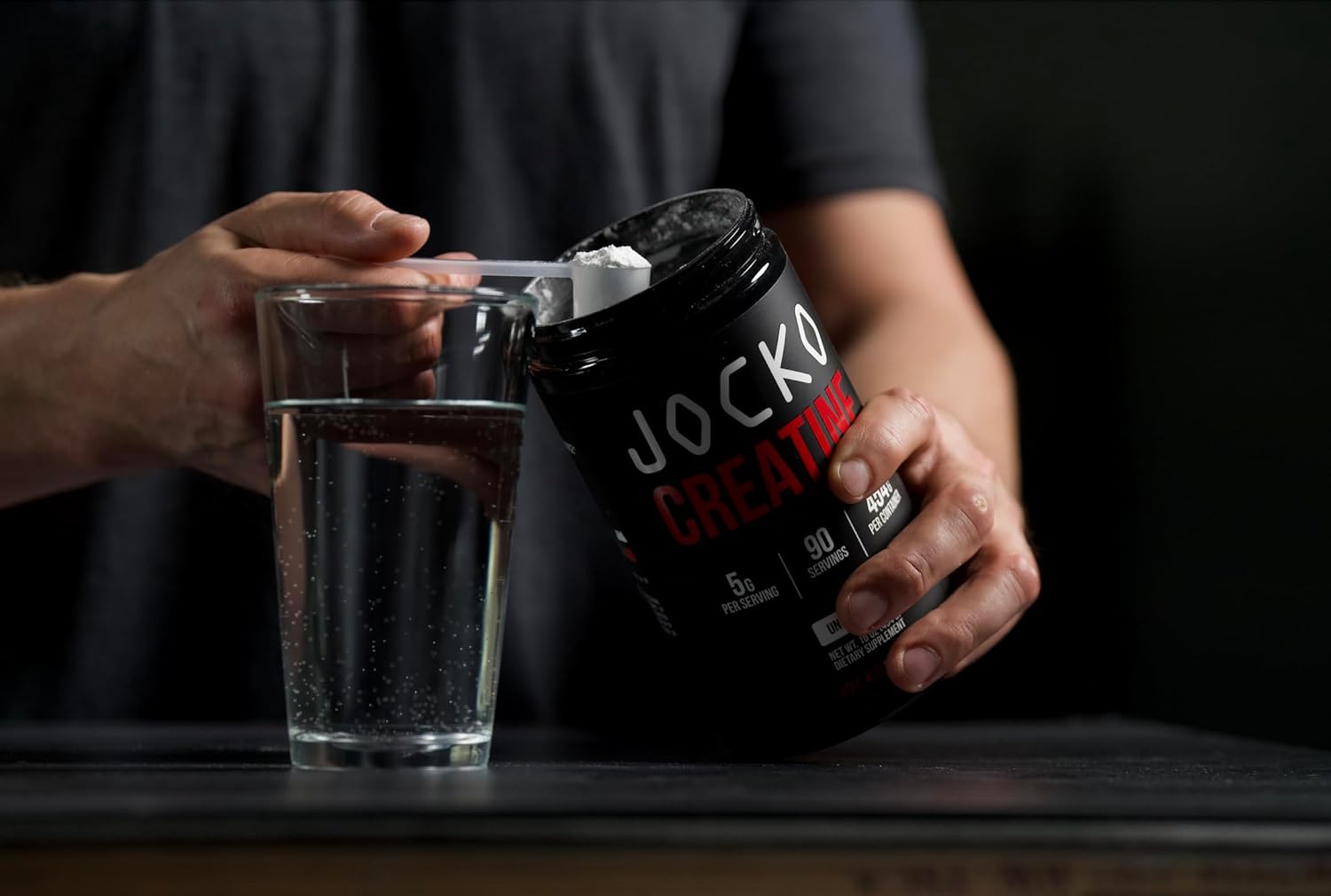 Jocko Fuel Creatine Monohydrate Powder - Creatine for Men & Women, Supplement for Athletic Performance & Muscle Health, 90 Servings 16 oz (Unflavored) (16 OZ JAR)
