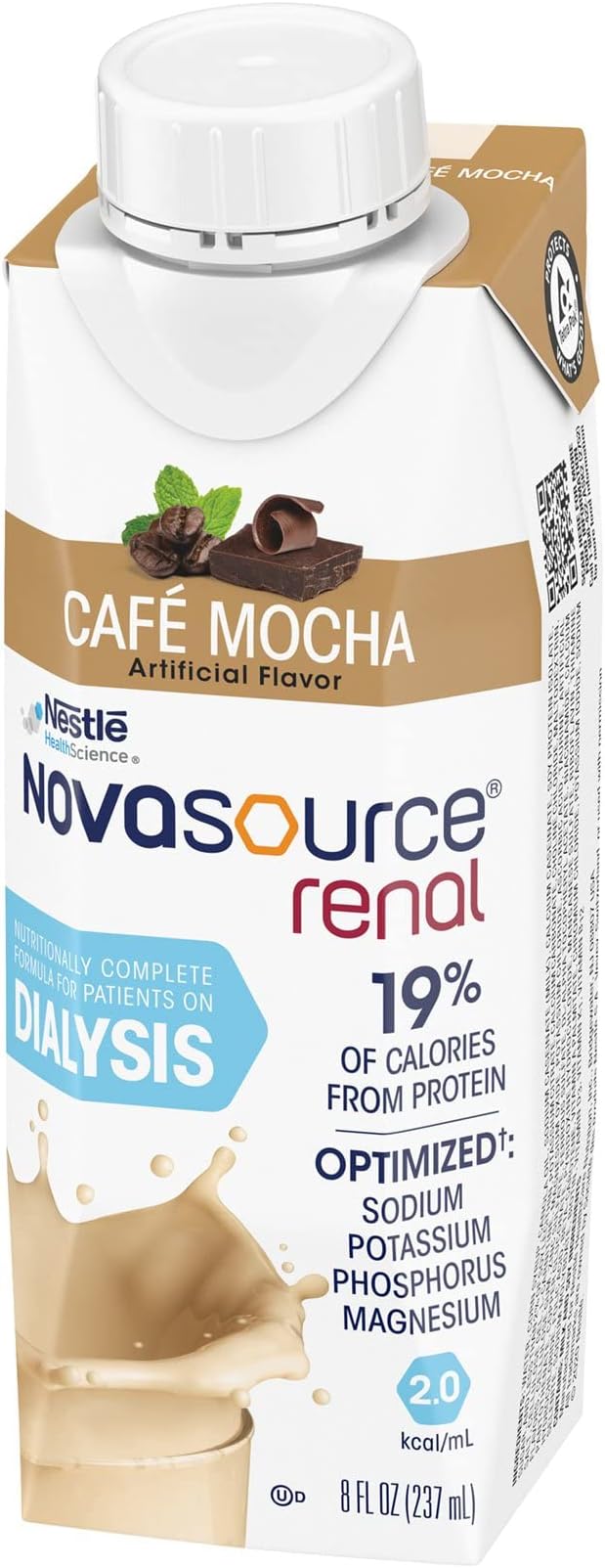 Nestle Novasource Renal Nutritionally Complete Formula Café Mocha Flavor 8 oz Carton 24 Ct