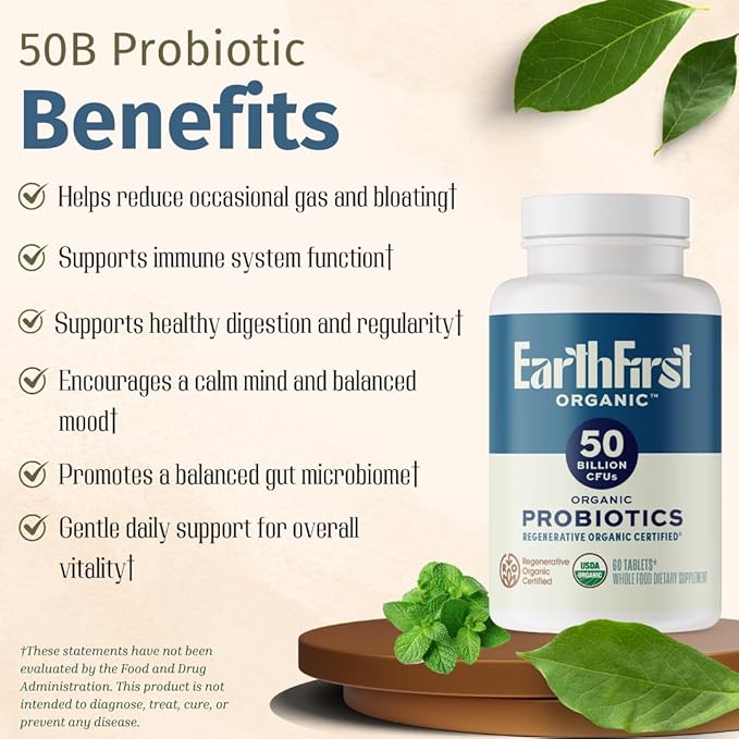 Probiotic 50B CFU with Beef Liver – Regenerative Organic Certified Daily Gut Health Supplement – Supports Digestion, Immune & Emotional Wellness – 60 Tablets