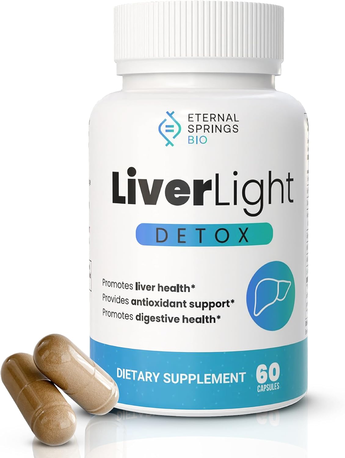 LiverLight Detox - Herbal Supplement, 60 Capsules - Turmeric, Milk Thistle, Plant-Based, Gluten-Free, Dairy-Free, Soy-Free, Nut-Free, Detoxify Support