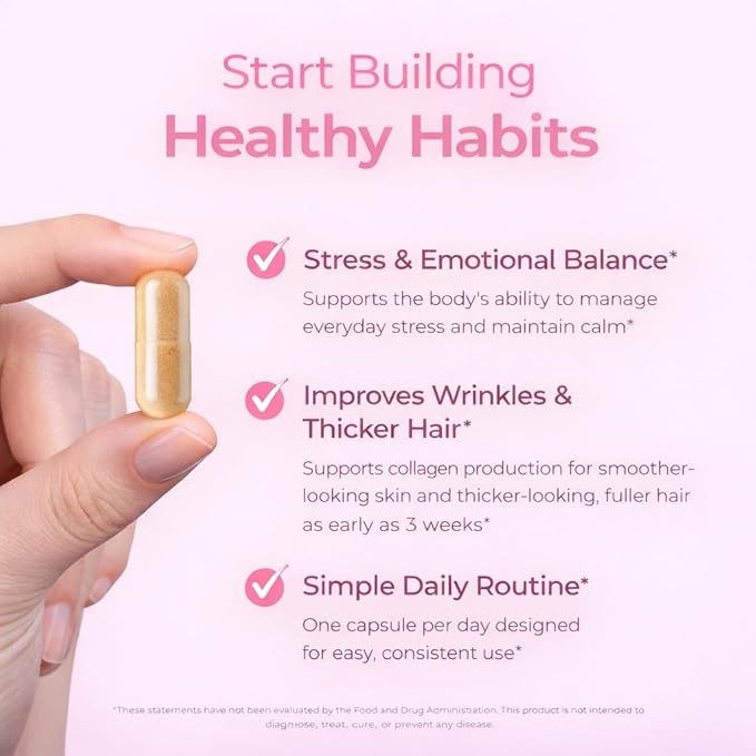 Ashwagandha for Women with Biotin & Collagen – 500mg Female-Optimized Stress & Hormone Support, Hair Skin & Nails – Non-GMO, Gluten-Free Capsules, 60 Count - 2-Month Supply