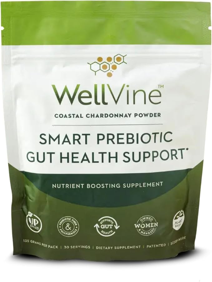 Premium Smart Prebiotic Gut Health Supplement Powder for Men & Women | Digestive Support & Gut Health With 100% Upcycled Chardonnay Grapes | Plant-Based, Gluten and Allergen-Free | 4.75Oz