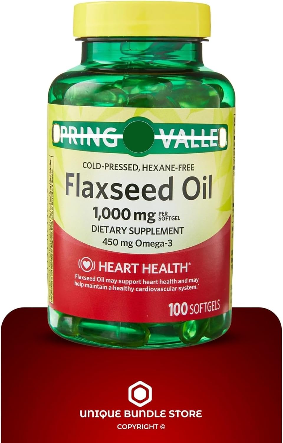 Flaxseed Oil 1000mg, 100 Softgels - Dietary Supplement + 7 Day Pill Organizer Included (Pack of 3)