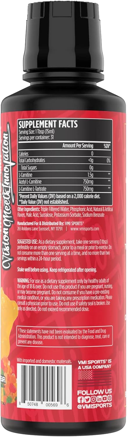 L-Carnitine 3000 Liquid | 3000 mg Carnitine Supplement | Zero Calorie Zero Sugar Keto Friendly for Men and Women – Great Tasting| 31 Servings (Gummy Bear, 16 fl. oz.)