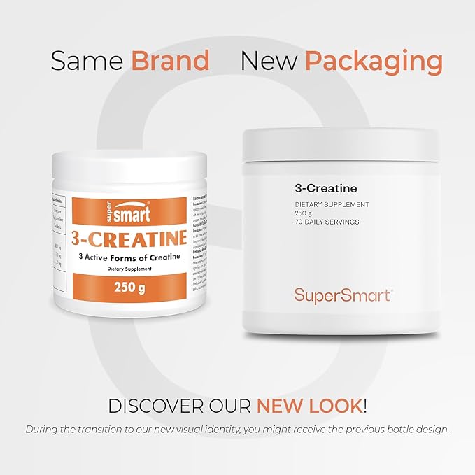 Supersmart - 3-Creatine - with Creatine Monohydrate - Physical Performance & Muscle Stimulator - Increase Faster Post-Exercise Recovery | Non-GMO & Gluten Free - 250 g