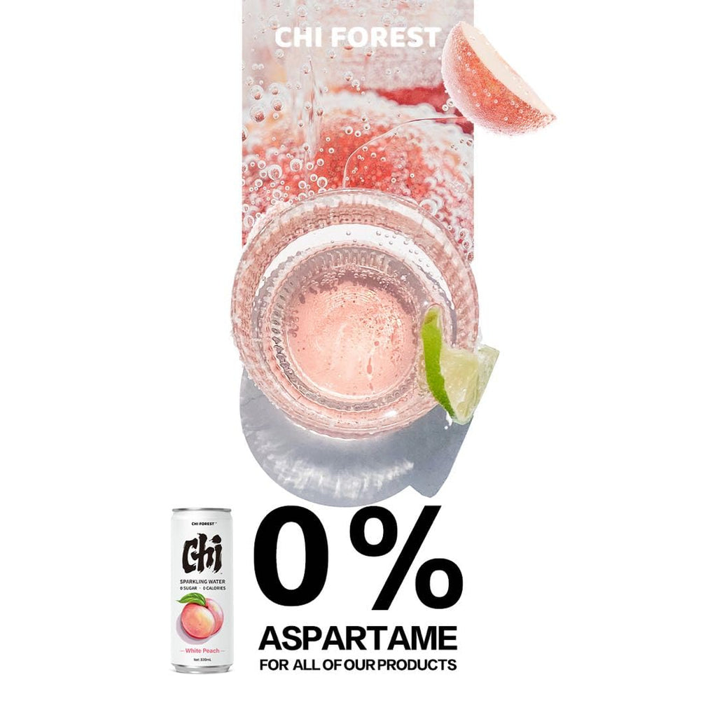 CHI FOREST Sparkling Water Beverage, Lychee & White Peach, 2 Flavors, Zero Sugar, 11.16 fl oz Cans (Pack of 24)