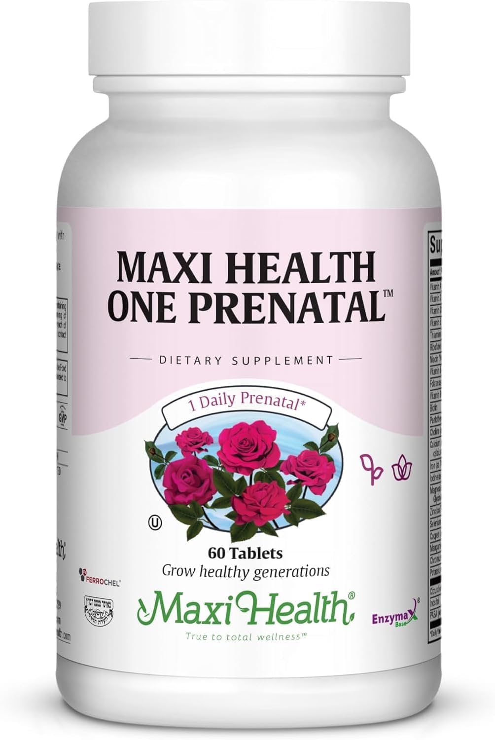 Maxi Health Prenatal Vitamins for Women – One Daily Prenatals with Iron, Folate, Choline, Vitamin D3, and Essential Nutrients – High Absorption Supplement for Pregnancy and Preconception – 60 Tablets