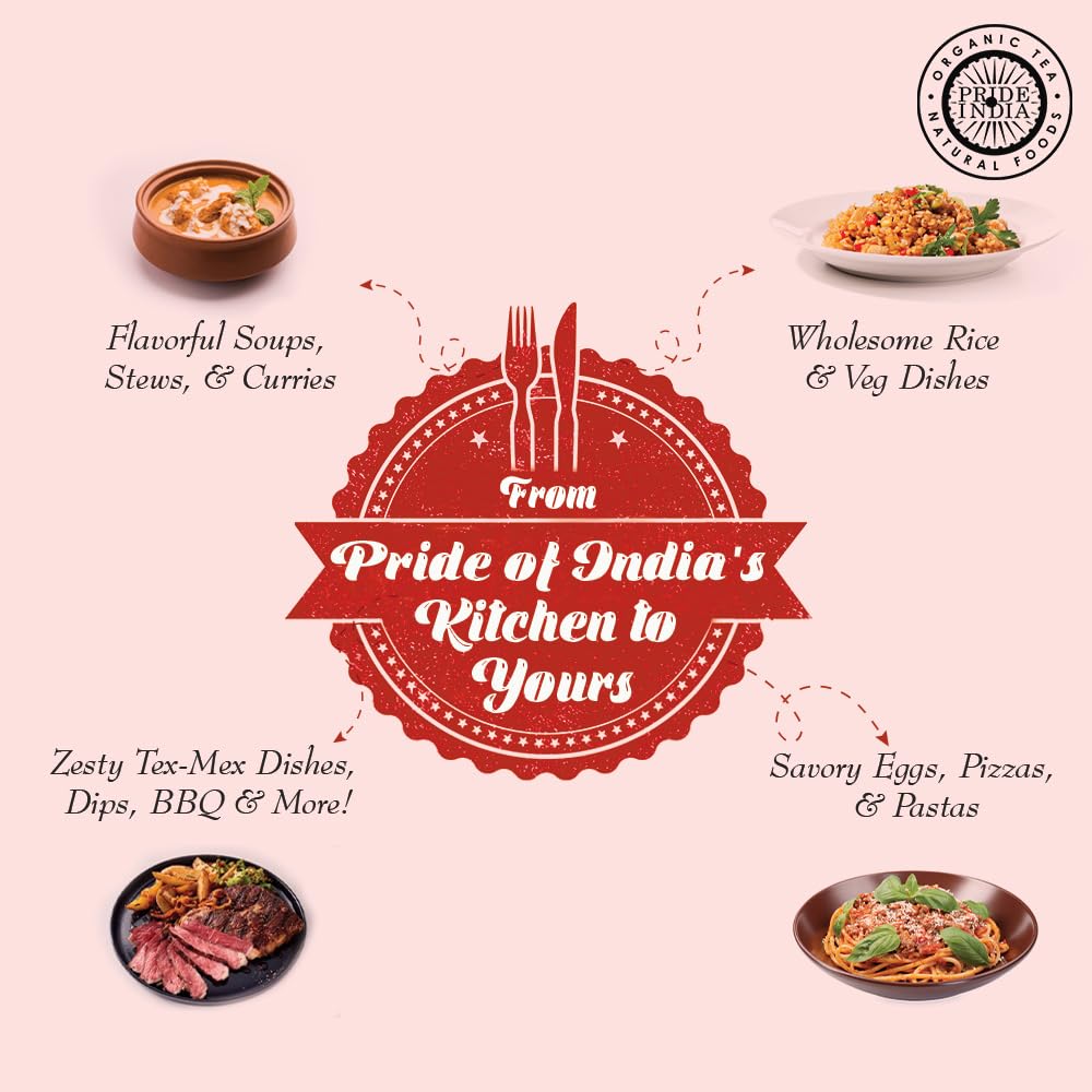 Pride of India | Red Chili Flakes 1.27 oz (36 gm) Small Dual Sifter Jar | Gourmet Spice, Culinary Must Have | Pleasant Heat, Distinct Flavor & Aroma | Sprinkle onto Pizza, Pasta, Pork, Flatbread | Easy to Store | Vegan, Non-Bioengineered