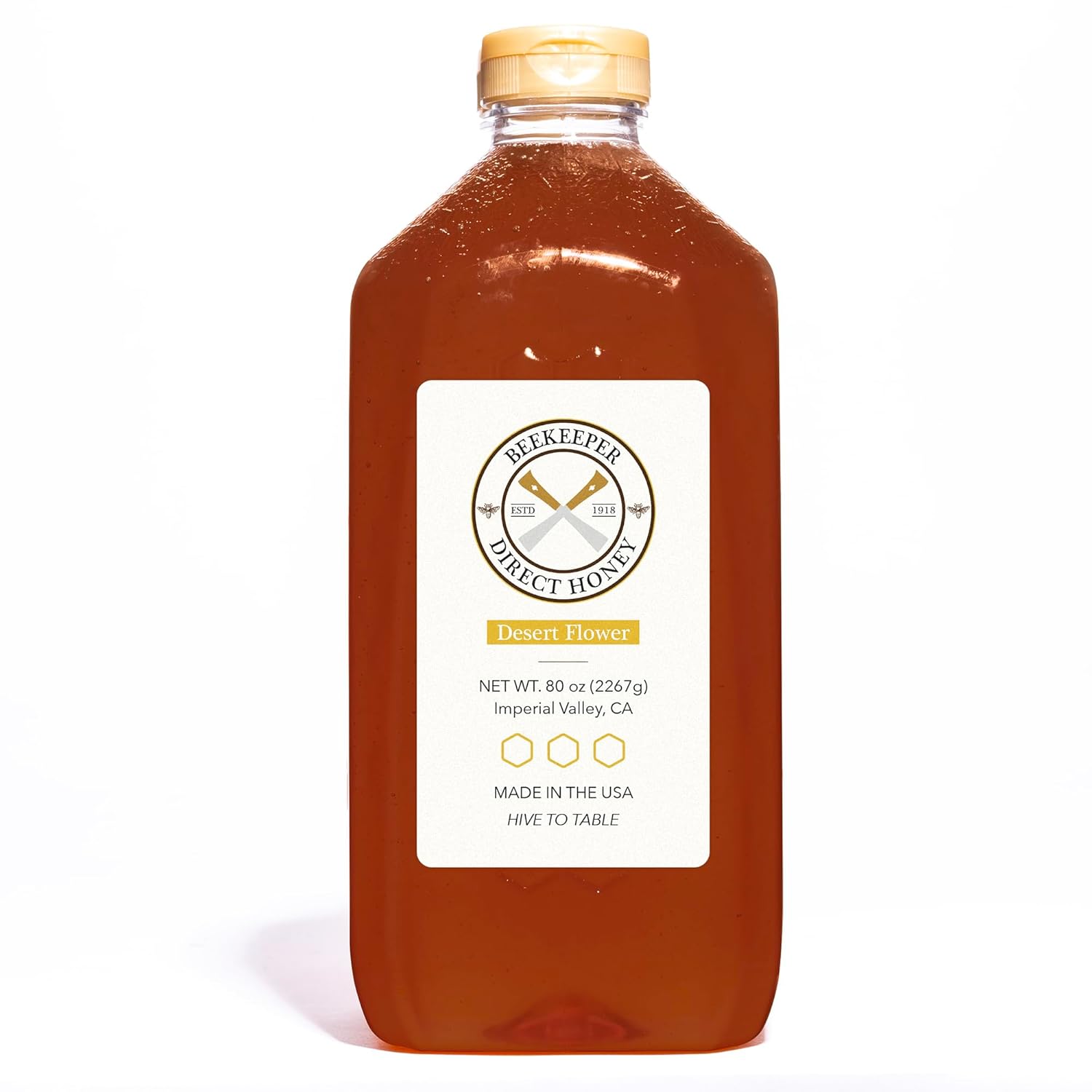 Beekeeper Direct Raw Unfiltered Honey - Real Raw Desert Flower Honey - All Natural Non-GMO Pure Gourmet Honey - Local California Sonora Desert Blossom Honey (5lbs Squeeze Bottle)
