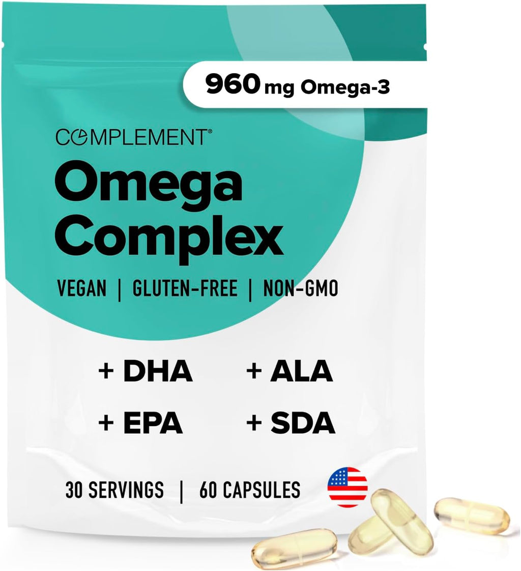 Vegan Omega 3 Supplement- 960mg Omega-3 Fatty Acids, DHA, EPA, SDA, ALA Supplement - Immune Support- 30 Servings, 60 Liquid Capsules