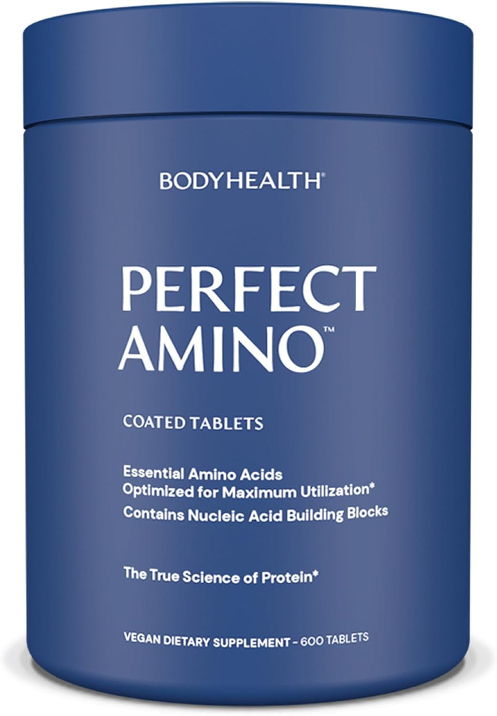 BodyHealth PerfectAmino (600 ct) Easy to Swallow Tablets, Essential Amino Acids Supplement with BCAAs, Vegan Protein for Pre/Post Workout & Muscle Recovery with Lysine, Tryptophan, Leucine, Methionine