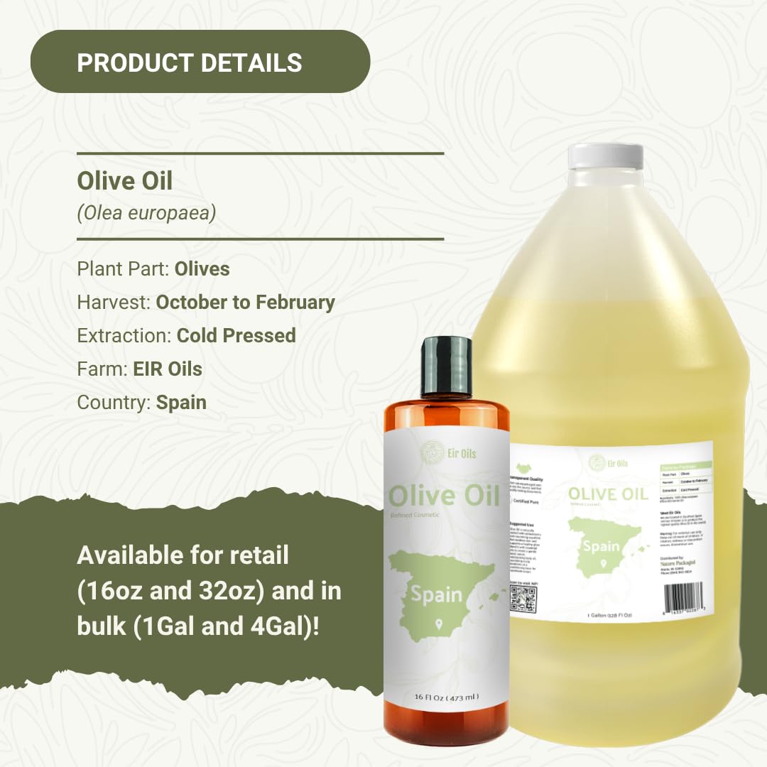 Olive Oil - 100% Pure Cold Pressed Natural Olive Oil (Aceite de Oliva) for Essential Oils Dilution, Massage & Skincare - Premium Grade (16oz)