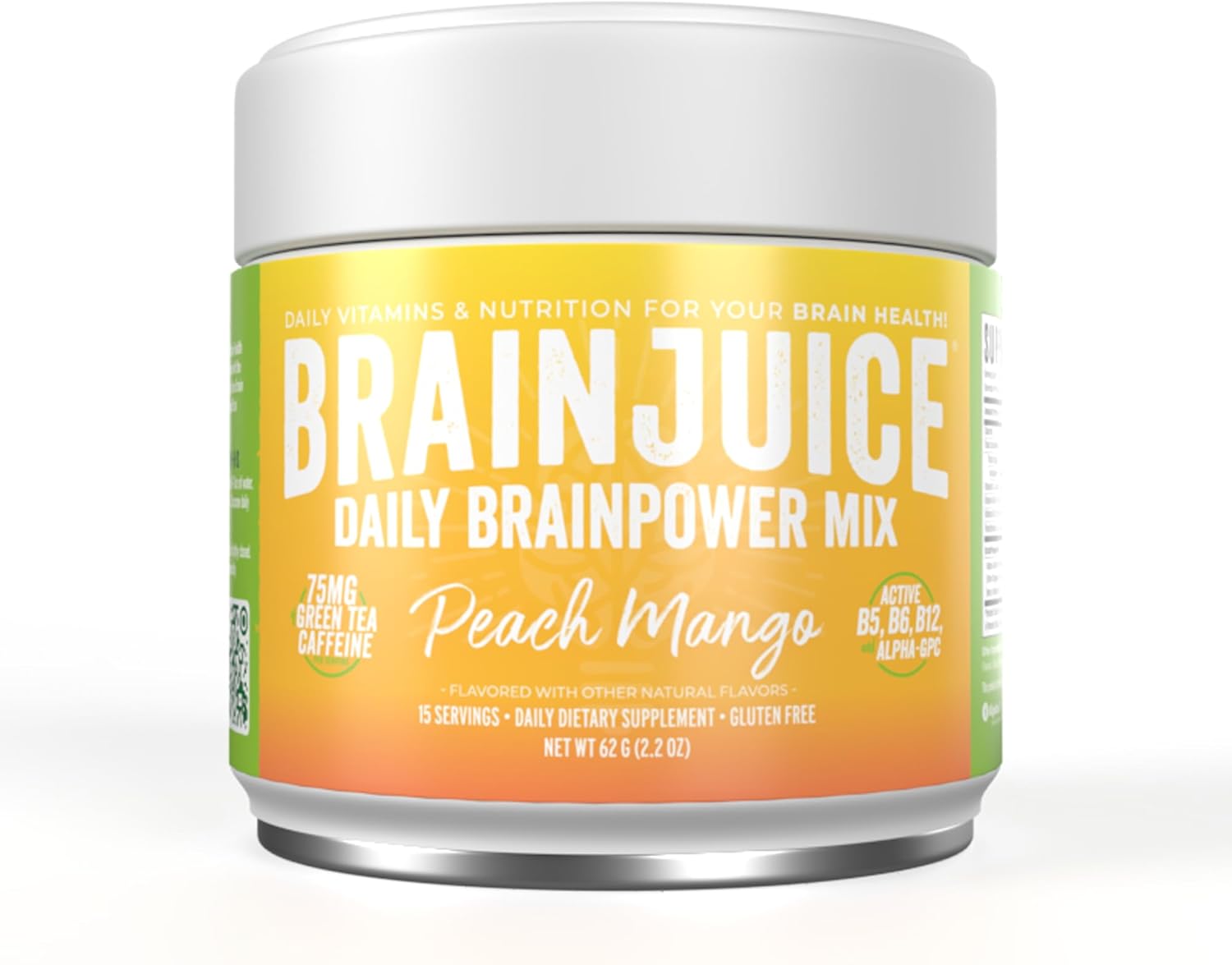 BrainJuice Active Peach MangoDaily BrainPower Mix - 15 Servings (2.2 Oz, Peach Mango)