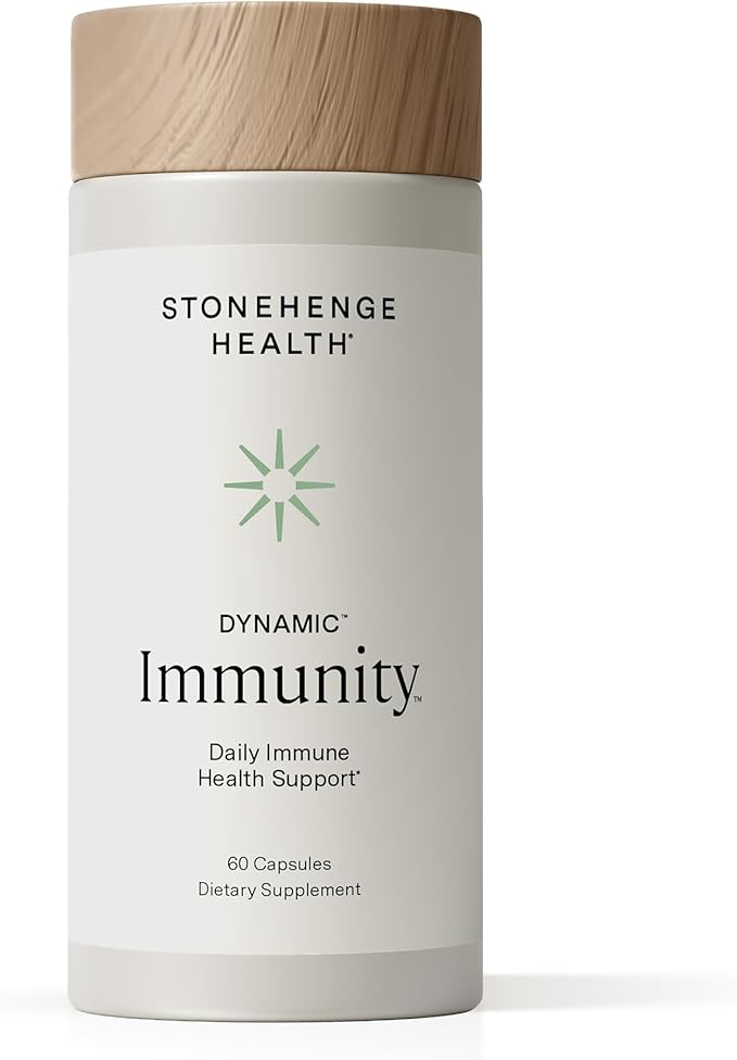 Stonehenge Health Dynamic Immunity Daily Supplement 10-in-1 Immune Boosters Zinc, Elderberry, Echinacea, Vitamin C & Probiotic L. Acidophilus – Supports Immune System & Respiratory Health, 60 Capsules