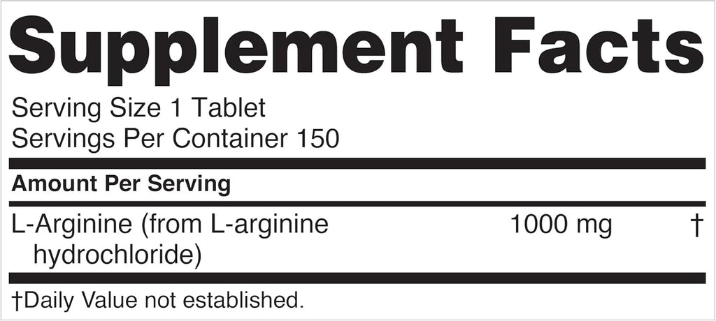 Nugenix Essentials L-Arginine Amino Acid Supplement, 1000 mg, 150 Tablets