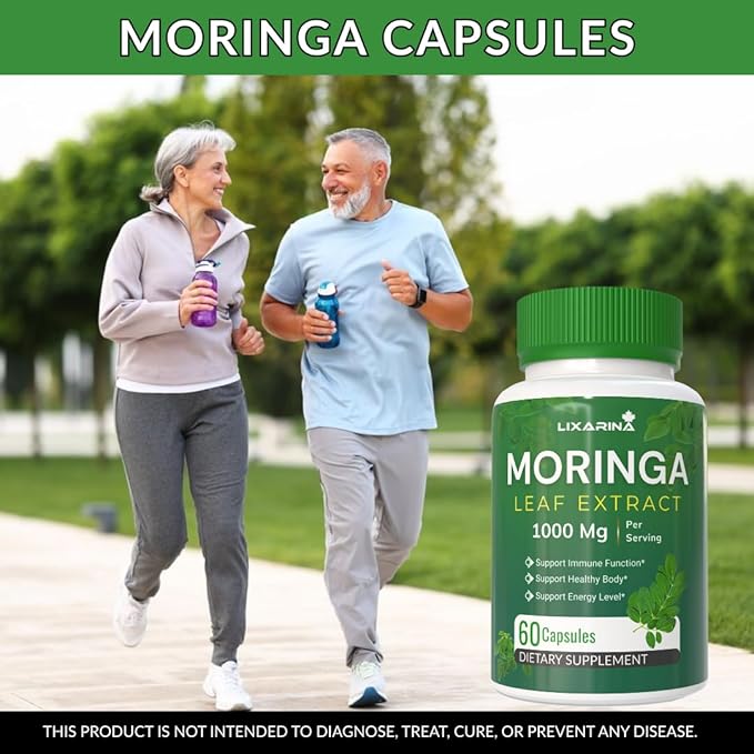 Moringa Capsules | Moringa Powder Organic | Moringa Supplement | 1000MG Moringa Leaf Extract, Complete Green Superfood 60 Count (Pack-3)