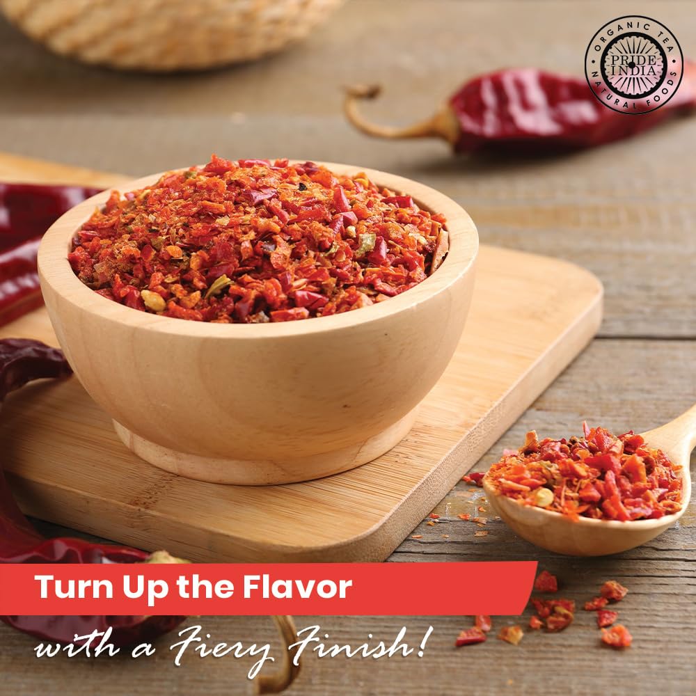 Pride of India | Red Chili Flakes 1.27 oz (36 gm) Small Dual Sifter Jar | Gourmet Spice, Culinary Must Have | Pleasant Heat, Distinct Flavor & Aroma | Sprinkle onto Pizza, Pasta, Pork, Flatbread | Easy to Store | Vegan, Non-Bioengineered