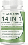 Evervision 14-in-1 Advanced Eye Formula, Daily Eye Nutrition Supplement with Lutein, Zeaxanthin, Saffron & Bilberry Extract, Eye Health Support for Adults – 60 Capsules (1)