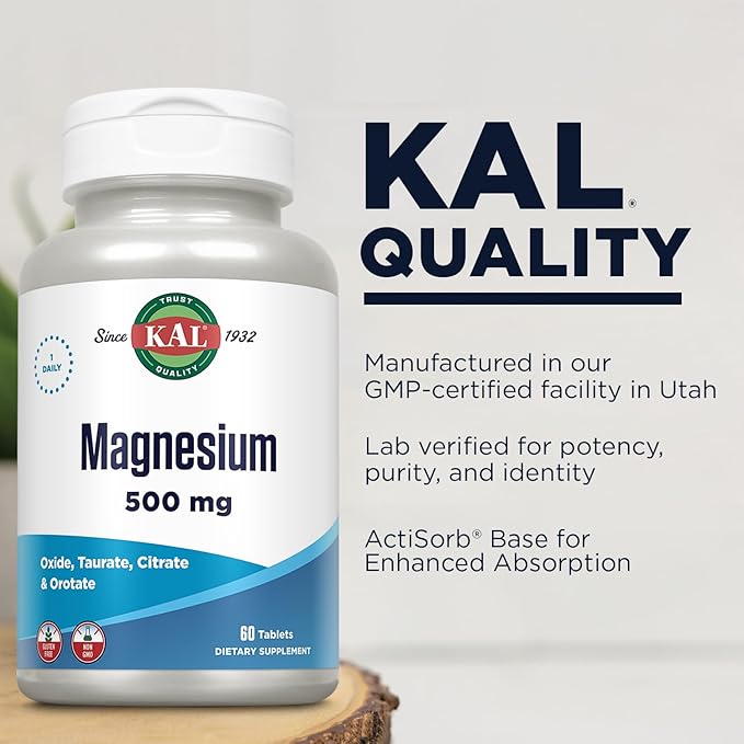 Kal 500 Mg Magnesium Tablets, 60 Count