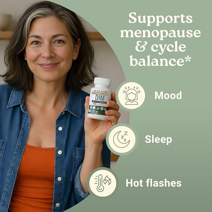 Swiss Activa+ Labs DIM Supplement – Hormone Balance for Women & Men – Estrogen Supplement for Women and Men– Supports Hormonal Acne & Menopause Symptoms| Gluten Free, Non-GMO & Vegan – 120 Days Supply