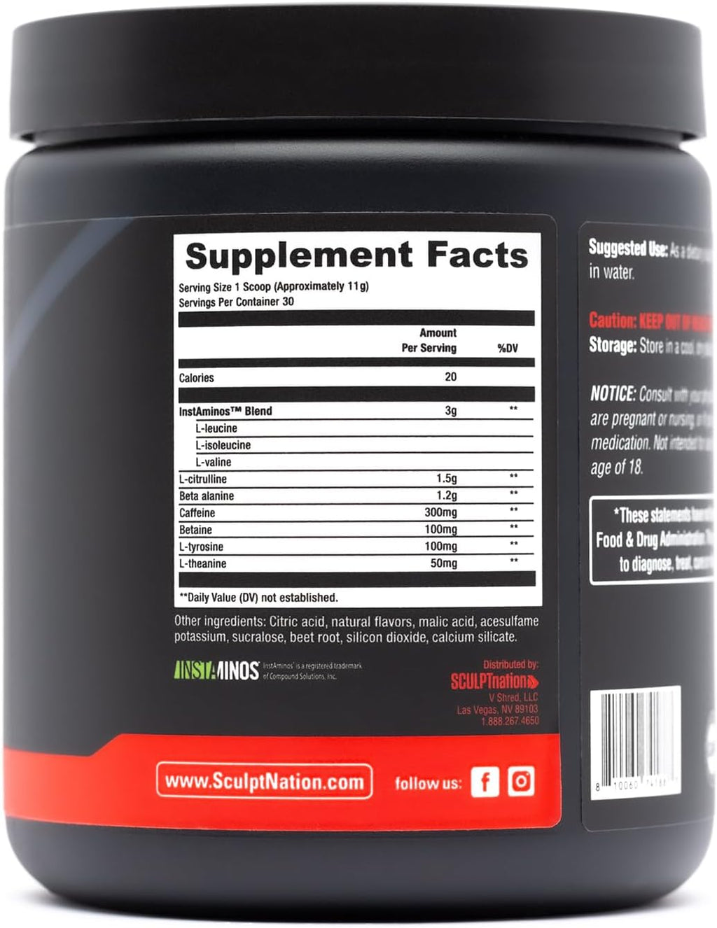 Sculpt Nation by V Shred PreWorkout - Premium Pre Workout Powder with Amino Acids for Ultimate Performance, Endurance, and Energy Support, Fruit Punch - 30 Servings