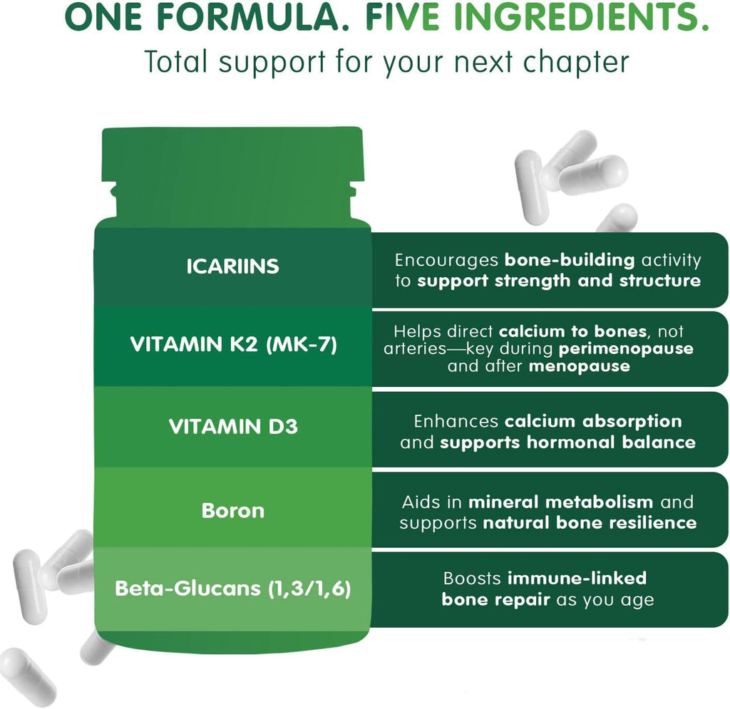 RevOsteo Bone & Metabolic Support – Advanced Bone Nutrition with Icariins, Vitamin K2, D3, Boron & Beta-Glucans – Vegan, Gluten-Free, Made in USA – 60 Capsules, 30-Day Supply