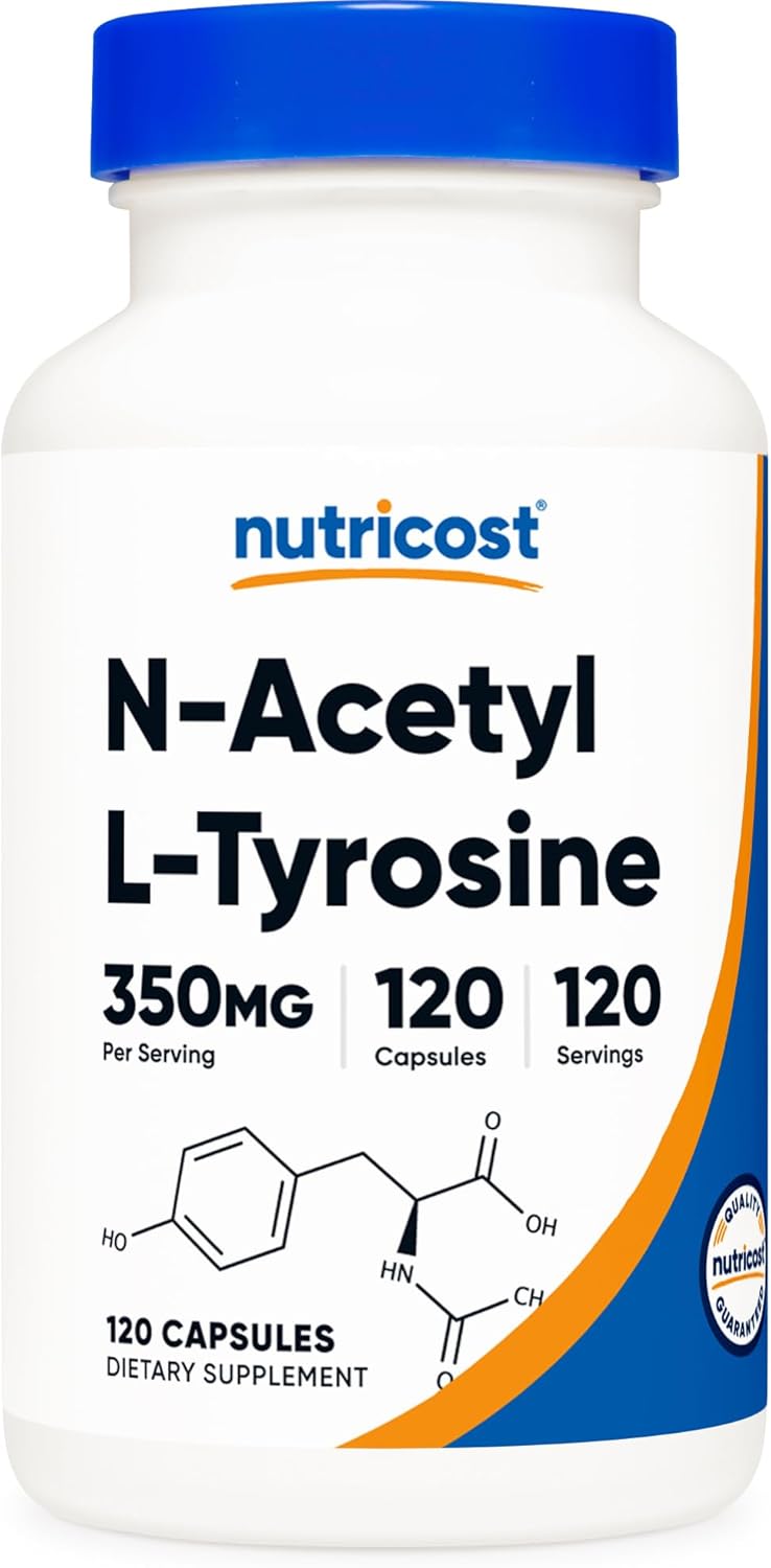 Nutricost N-Acetyl L-Tyrosine (NALT) 350mg, 120 Capsules (3 Bottles) - Gluten Free, Non-GMO